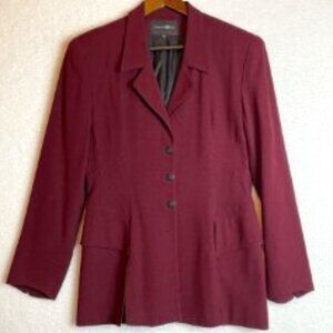 FRANCESS & RITA VTG 90'S BLAZER BURGANDY SIZE 10 WOOL BLEND- MADE IN USA